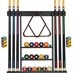 Photo 1 of Billiards Xpress Pool Cue Rack - Pool Stick Holder Wall Mount With 16 Ball Holders & 6 Pack Of Chalk 
