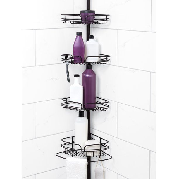 Photo 1 of Bronze Shower Caddy with 4 Basket Shelves, Zenna Home Tension Pole
