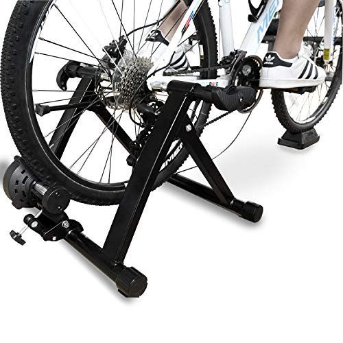 Photo 1 of BalanceFrom Bike Trainer Stand Steel Bicycle Exercise Magnetic Stand with Front Wheel Riser Block, Black
