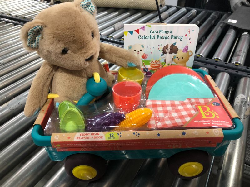 Photo 2 of B. toys Teddy Bear, Board Book & Picnic Set - Happyhues Cara Mellow Bear

