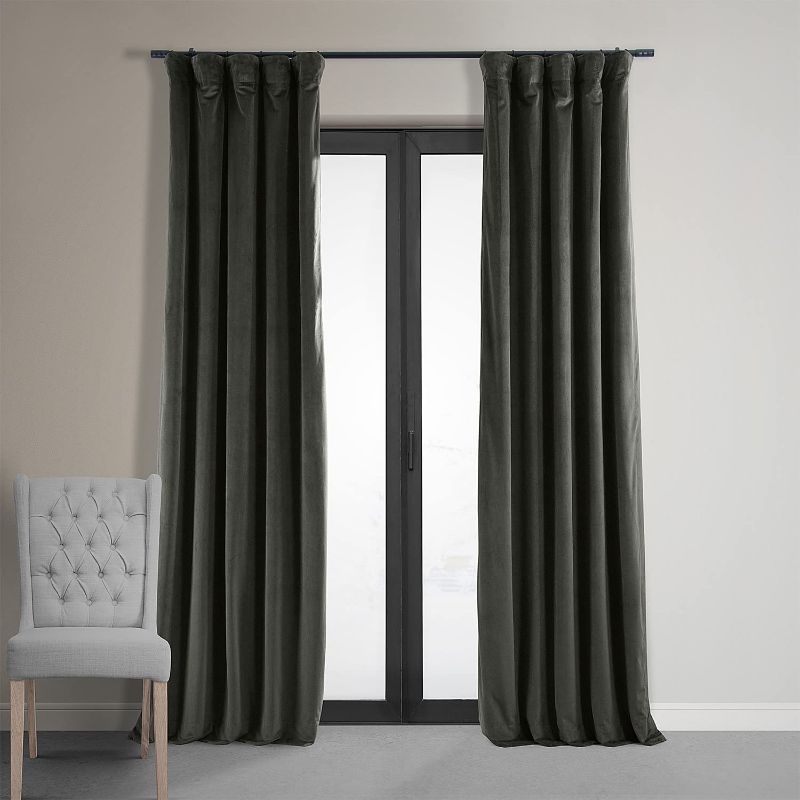 Photo 1 of 1 PANEL
 HPD Half Price Drapes Signature Velvet Blackout Curtains For Bedroom 50 X 120 (1 Panel), VPCH-140802-120, Gunmetal Grey, 50 in x 120
