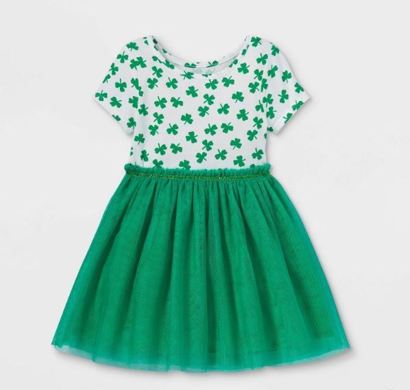 Photo 1 of [Size 5T] Toddler Girls' Shamrock Short Sleeve Tutu Dress - Cat & Jack™ Green 