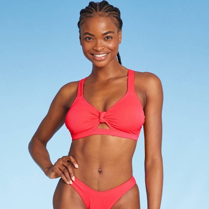 Photo 1 of [Size B] Juniors' Ribbed Knot-Front Bralette Bikini Top - Xhilaration™ Cup
