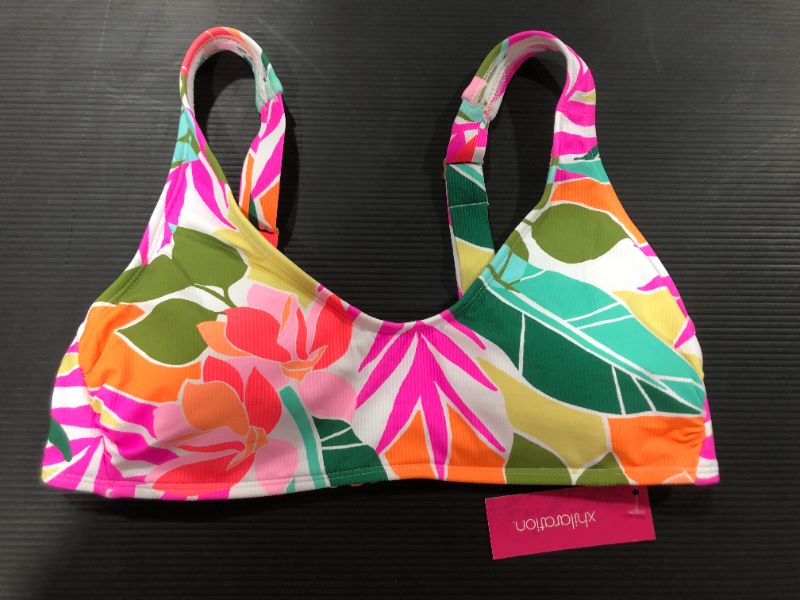 Photo 1 of [Size L] Juniors' Ribbed Bralette Bikini Top - Xhilaration™ Multi Tropical Print
