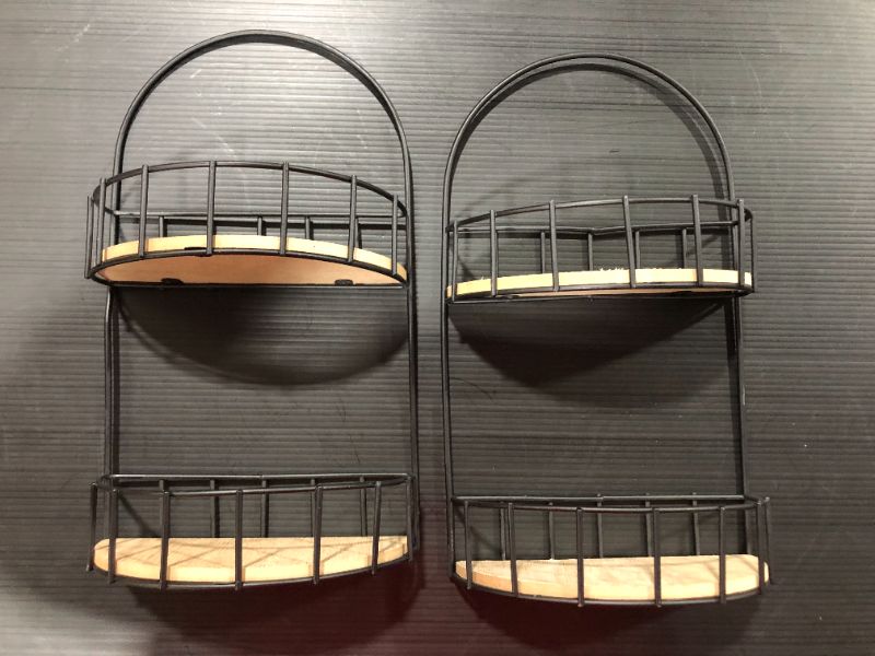 Photo 1 of [2 Pack] Small hanging tiered shelf in Black.