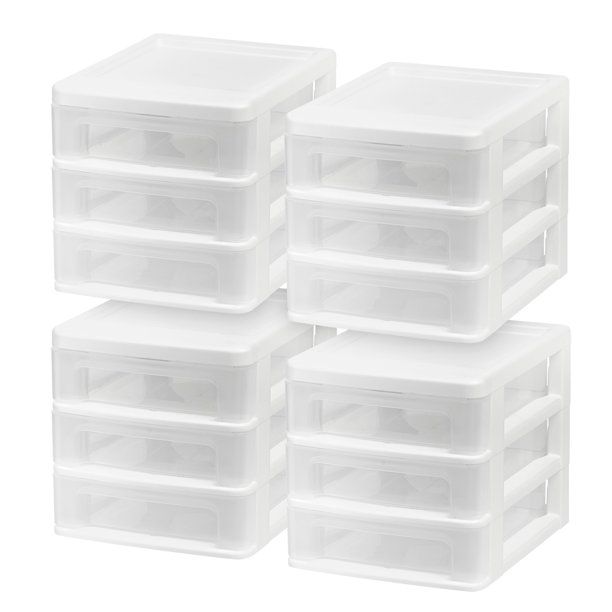 Photo 1 of IRIS USA 3-Drawer Desktop Storage System 4 Pack

