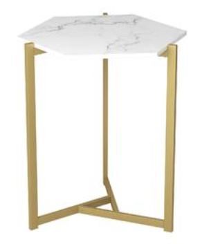 Photo 1 of Accent Table 21L Marble Round Gold Metal