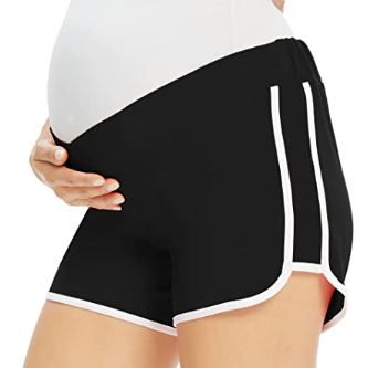Photo 1 of V VOCNI Maternity Workout Shorts Underbelly Cross Waist Pregnancy Running Shorts Gym Workout Yoga Sport Performance Shorts set of 3 L