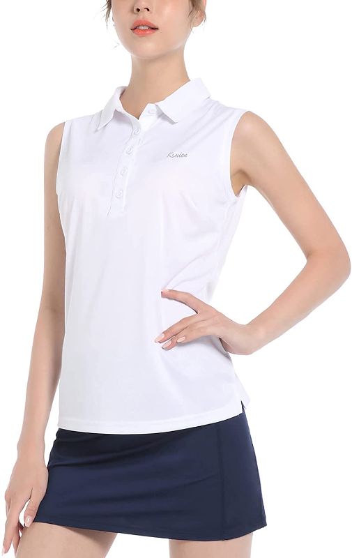 Photo 1 of Ksmien Women's Golf Polo Sleeveless Shirts Tennis Outdoor Athletic Tank Tops Quick Dry UPF 50 L
