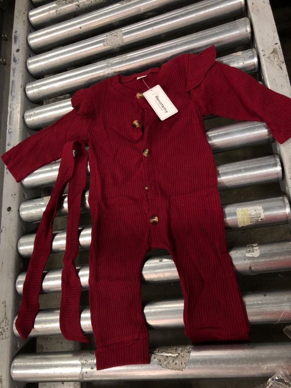 Photo 1 of One piece burgundy toddler outfit size 90