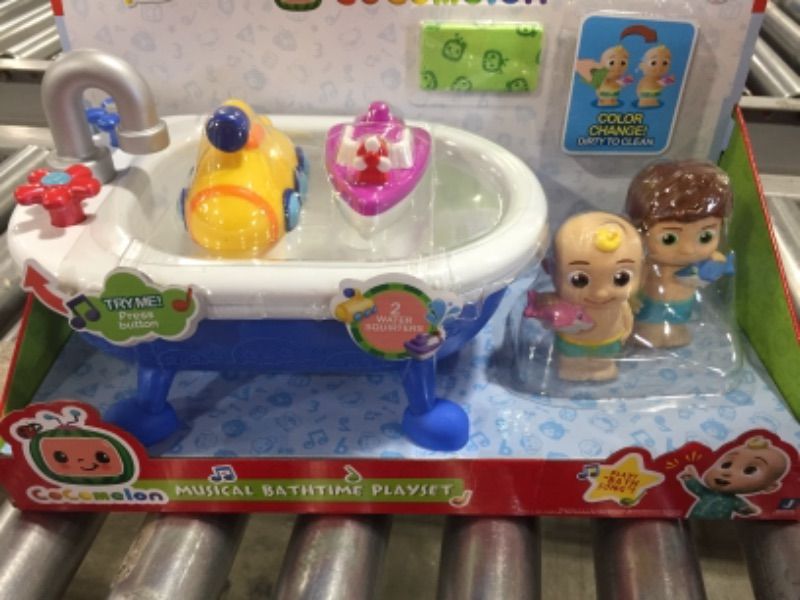 Photo 3 of CoComelon Musical Bathtime Playset - Plays Clips of The ‘Bath Song’ - Features 2 Color Change Figures (JJ & Tomtom), 2 Toy Bath Squirters, Cleaning Cloth – Toys for Kids, Toddlers, and Preschoolers
