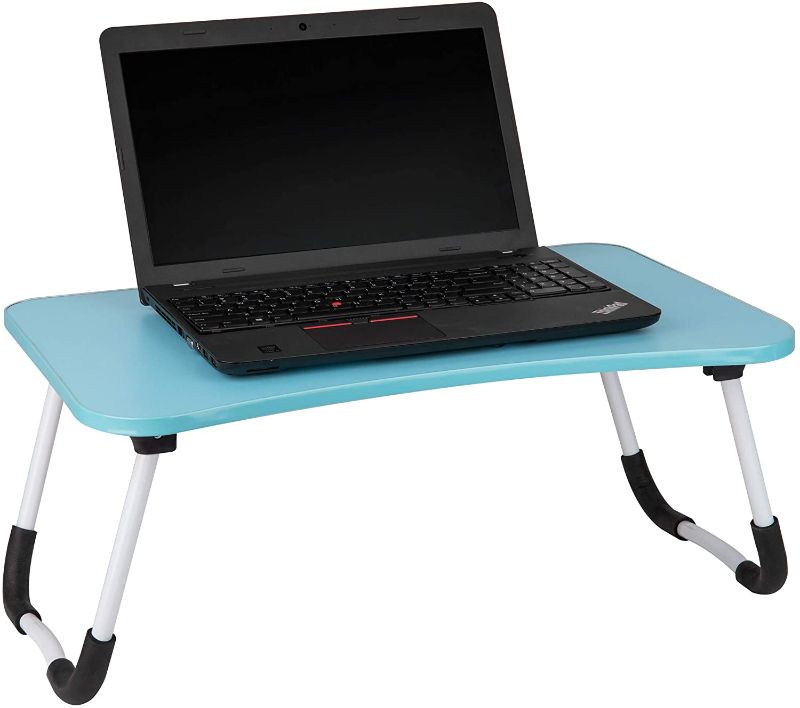 Photo 1 of Mind Reader Foldable Bed Tray, Lap Desk with Fold-Up Legs, Freestanding Portable Table for Laptop, Tablet, Reading, Blue
