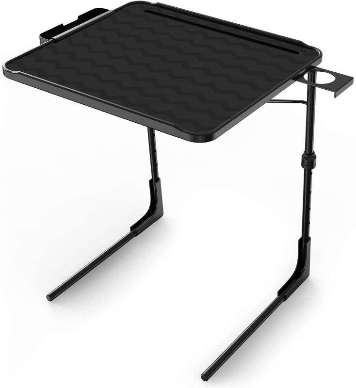 Photo 1 of Table Mate XL PRO TV Tray Table - Folding Table with Cup Holder and Tablet Slot- Couch Desk for Working from Home, Large TV Trays for Eating, Portable and Adjustable TV Table, Black
