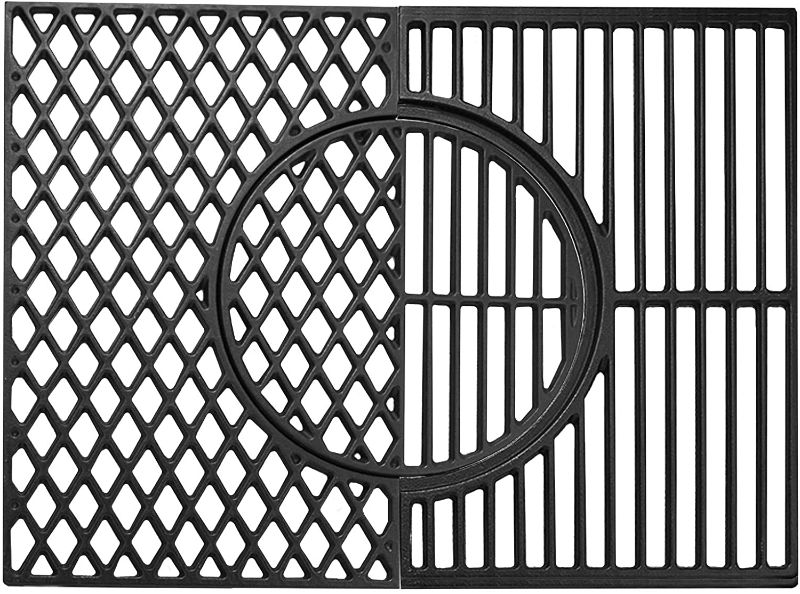 Photo 1 of SHINESTAR Cast Iron Grill Grate Replacement for Genesis E-310/330, Durable Gourmet BBQ System with Sear Grates Replacement for Genesis 300 Series, Heavy-Duty, 19.5 x 25.8 Inch
