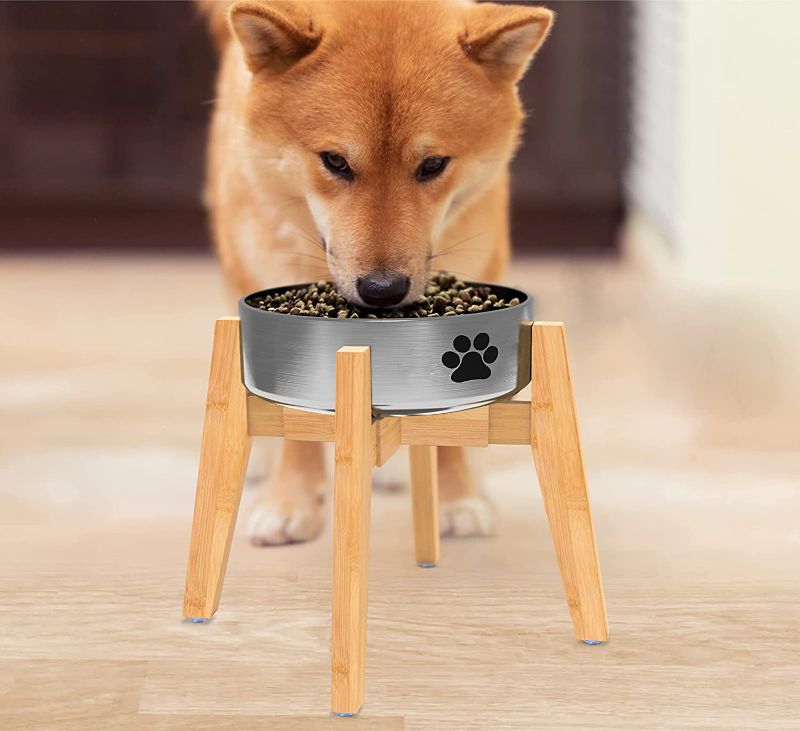 Photo 1 of Adjustable Dog Bowl Stand for Small Medium and Large Dogs - Expandable Holder of Water and Food Feeder Bowls - Wood

