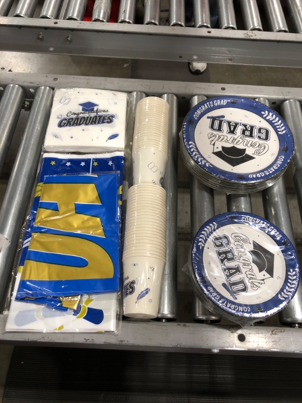 Photo 1 of 203 PCS Graduation Party Decorations 2022, Serves 50 Guests Graduation Plates and Napkins 2022 Graduation Party Supplies ,Graduation Banner Graduation Tablecloth,Cups with Gift Box,Graduation Napkins Plates

