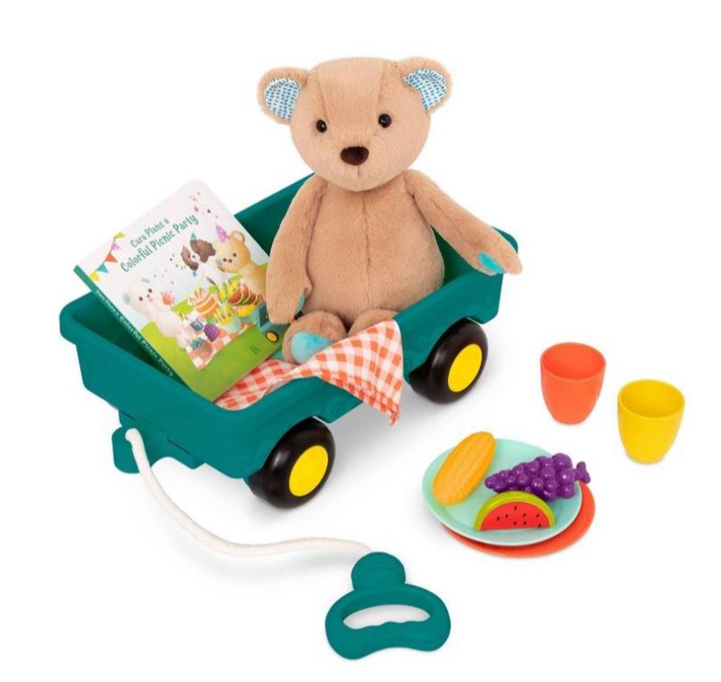 Photo 1 of B. toys Teddy Bear, Board Book & Picnic Set - Happyhues Cara Mellow Bear

