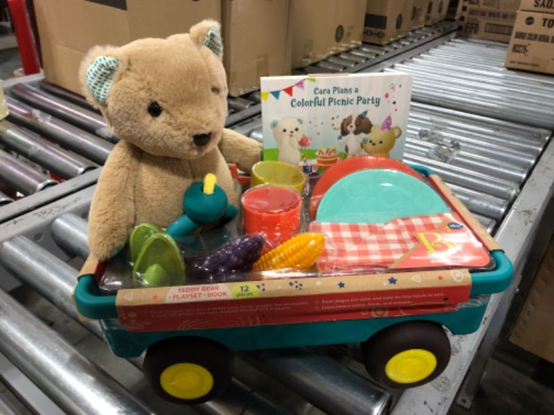 Photo 1 of B. toys Teddy Bear, Board Book & Picnic Set - Happyhues Cara Mellow Bear


