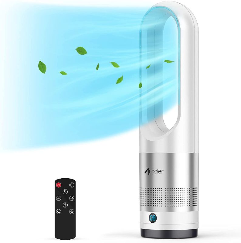 Photo 1 of Tower Fan, 22" Bladeless Fan with Remote, LED Display with Auto Off, 8 Speeds, Quiet Cooling, 8H Timer, 80° Swing, Easy to Clean, Space-Saving, Portable Oscillating Fan for Bedroom, Kitchen, Office
