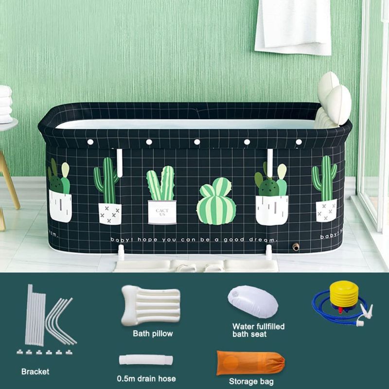 Photo 1 of W WEYLAN TEC 47 inch Foldable Bath Tub Wide Bathtub with Bath Pillow Bath Seat Blast Pump Cactus
