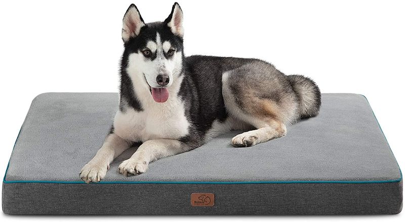 Photo 1 of Bedsure Large Memory Foam Orthopedic Dog Bed - Washable Dog Bed for Crate with Waterproof Liner and Removable Cover - Plush Flannel Fleece Top Pet Bed with Nonskid Bottom for Medium, Large and Extra Large Dogs
