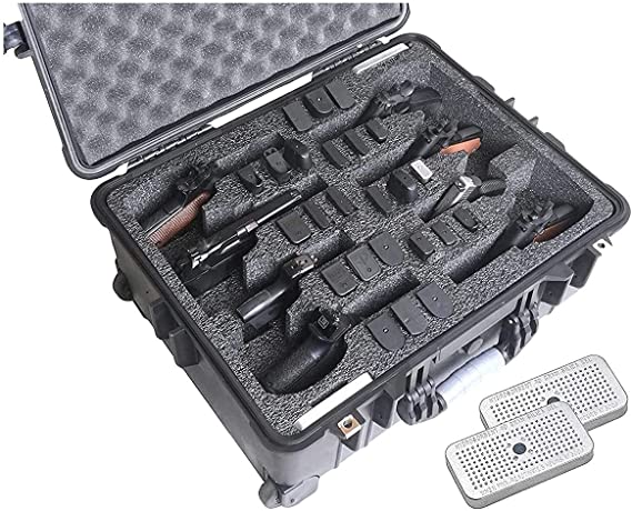 Photo 1 of Case Club 8 Pistol and 24 Magazine Pre-Cut Heavy Duty Waterproof Case with 2 Included Silica Gel Canisters to Help Prevent Gun Rust (Upgraded Gen-2)
