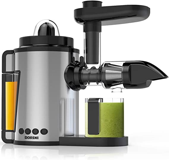 Photo 1 of DORINI 2in1 Masticating Juicer & Citrus Juicer | Slow Juicer | Cold Press Juicer with Brush | Juicer Machine Extractor Easy to Clean | BPA-FREE | Quiet Motor & Reverse Function
