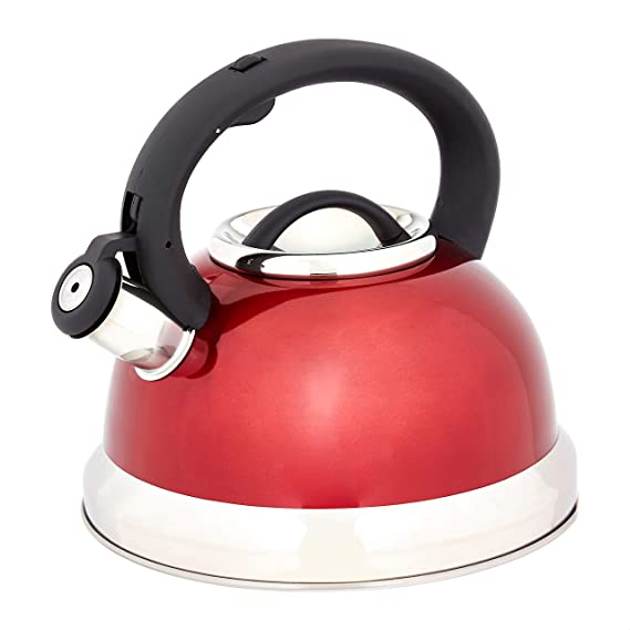 Photo 1 of Amazon Basics Stainless Steel Tea Kettle, 2.5-Quart, Red
