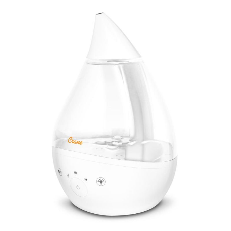 Photo 1 of Crane 1 Gal. Top Fill Drop Cool Mist Humidifier with Sound Machine for Medium to Large Rooms up to 500 Sq. Ft. - Clear/White
