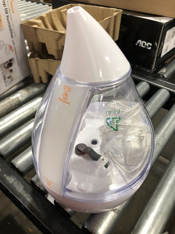 Photo 2 of Crane 1 Gal. Top Fill Drop Cool Mist Humidifier with Sound Machine for Medium to Large Rooms up to 500 Sq. Ft. - Clear/White
