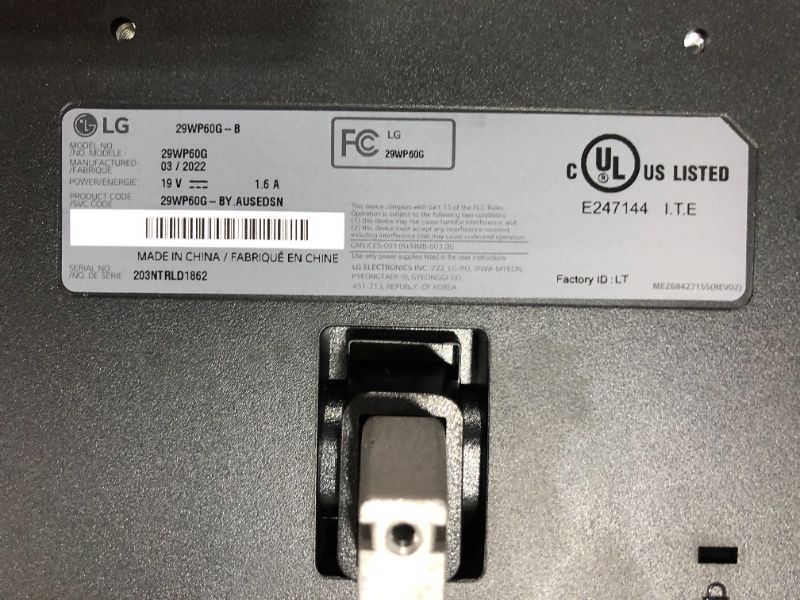 Photo 4 of LG Electronics 29WP60G-B 29 in. 75Hz UWFHD 2560 x 1080 HDMI&#44; DisplayPort FreeSync Monitor
