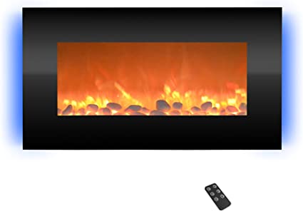 Photo 1 of Northwest 80-BL31-2001 Electric Fireplace-Wall Mounted with 13 Backlight Colors, Adjustable Heat and Remote Control-31 inch, 31", Black