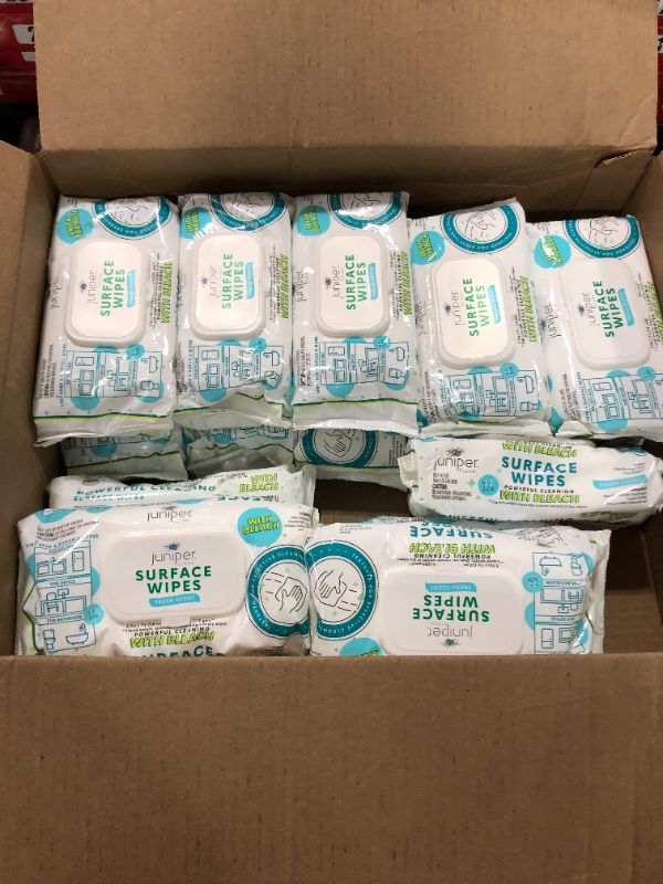 Photo 2 of 15 PACK - Juniper Clean Surface Cleaning Wipes with BLEACH I 72 Sheets