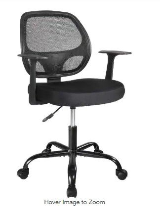 Photo 1 of Black Office Task Desk Chair Swivel Home Comfort Chairs with Flip-up Arms and Adjustable Height
