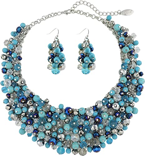 Photo 1 of BOCAR Fashion Crystal Chunky Collar Statement Necklace Earring Set for Women Gift (NK-10260)
