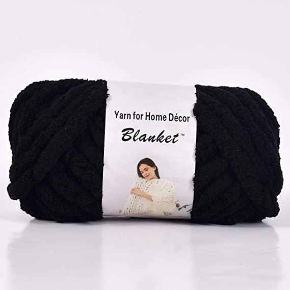 Photo 1 of 
clootess Chunky Yarn for Arm Knitting Blanket Chenille Yarn DIY Crocheting Big Roving Bulky Throw Black 1.1 lb
