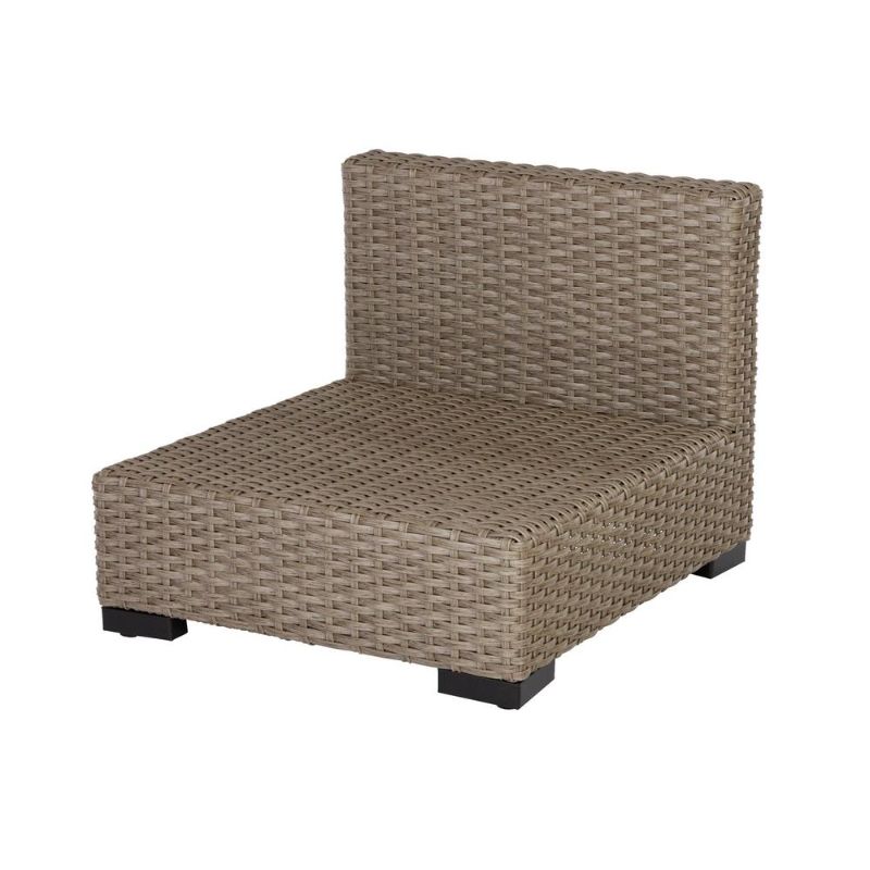 Photo 1 of Hampton Bay Commercial Gray Wicker Armless Middle Outdoor Sectional Chair