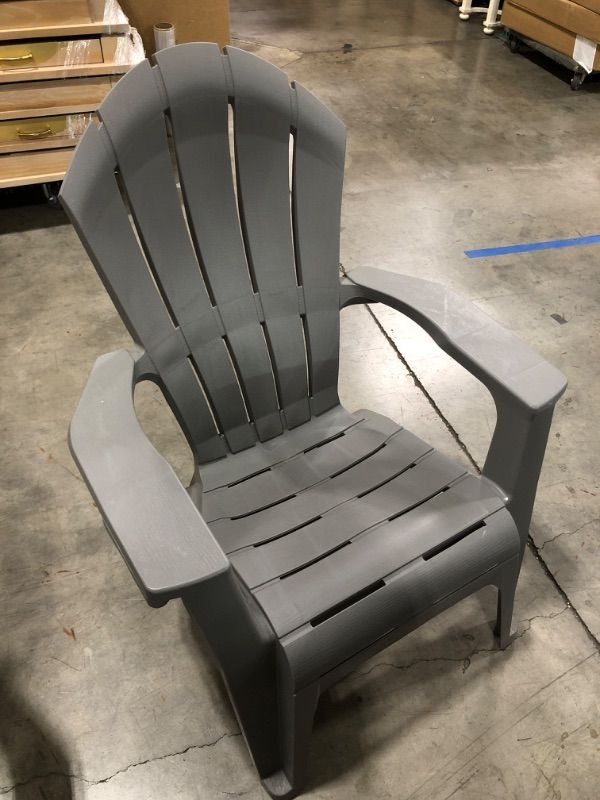 Photo 3 of Adams Manufacturing  RealComfort Stackable Gray Plastic Frame Stationary Adirondack Chair