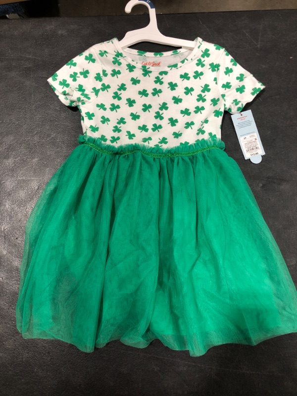 Photo 2 of Toddler Girls' Shamrock Short Sleeve Tutu Dress - Cat & Jack™ Green (5T)

