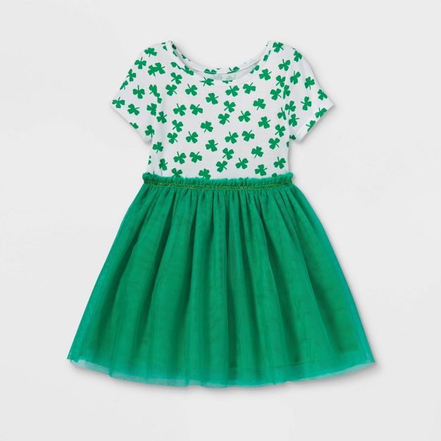 Photo 1 of Toddler Girls' Shamrock Short Sleeve Tutu Dress - Cat & Jack™ Green (5T)

