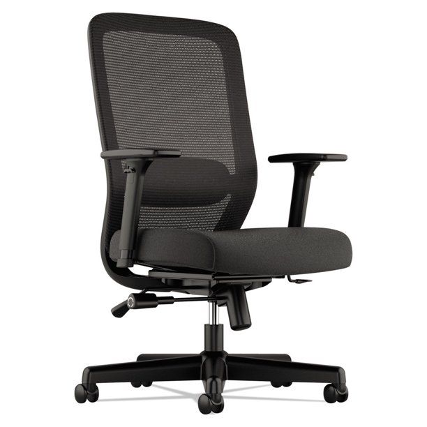 Photo 1 of HON Exposure Mesh High-Back Task Chair in Black with Height and Width-Adjustable Arms and Lumbar Support (HVL721)
