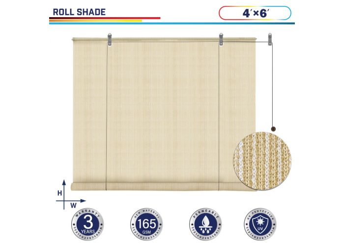 Photo 1 of 
Windscreen4less Exterior Roller Shade Blinds Outdoor Roll Up Shade with 90% UV Protection Privacy for Deck Backyard Gazebo Pergola Balcony Patio Porch Carport 4ft W x 6ft H Beige 165GSM