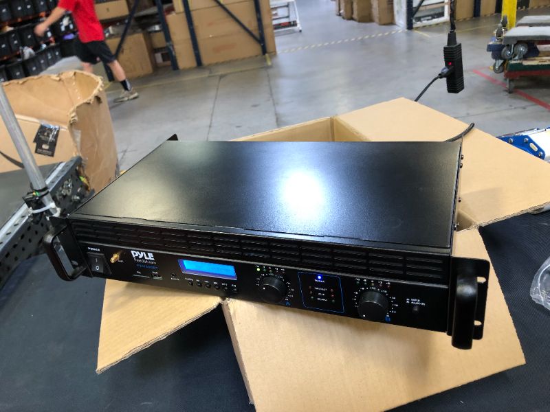 Photo 6 of 2-Channel Bluetooth Power Amplifier - 2000W Bridgeable Rack Mount Pro Audio Sound Wireless Home Stereo Receiver w/TRS XLR Input, LCD, Bridge Mode, Cooling Fan - Entertainment Speaker System - Pyle
