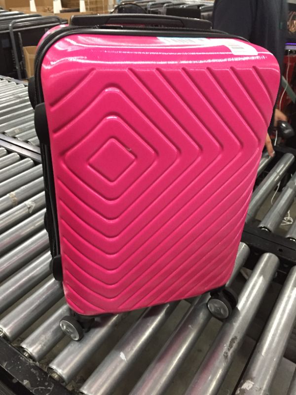 Photo 2 of Amazon Basics Geometric Travel Luggage Expandable Suitcase Spinner with Wheels and Built-In TSA Lock, 21.7-Inch - Pink
