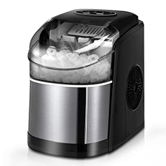 Photo 1 of Ice Maker Machine for Countertop, Self-Cleaning Function, 26Lbs/24H Portable Ice Maker, 9 Ice Ready in 6 Mins, Compact Ice Maker with Ice Scoop & Basket for Home Use/Party/Camping (Black)
