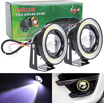 Photo 1 of TABEN 3200LM High Power 2.5" Projector Universal White LED Fog Light COB White Halo Angel Eye Rings DRL Driving Bulbs DC 12V
