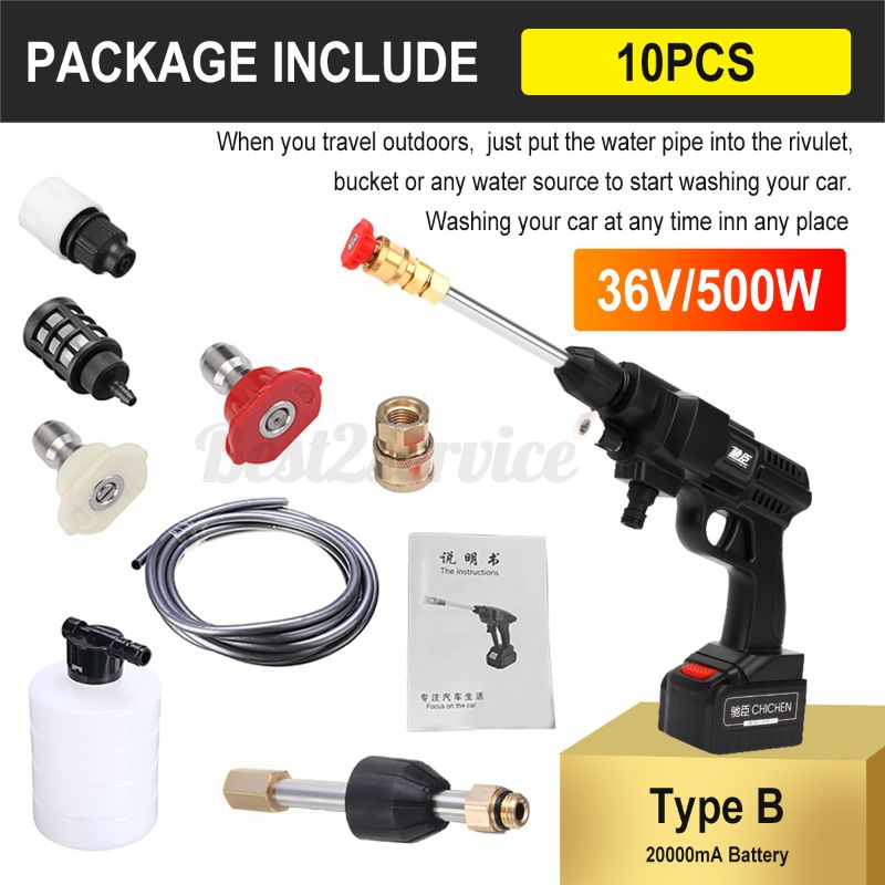 Photo 1 of 36V High Pressure Car Washer Gun Spray Cleaner 