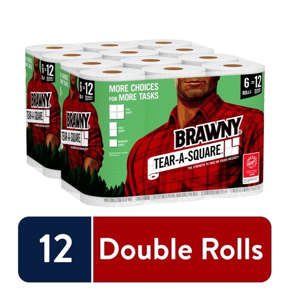 Photo 1 of Brawny Tear-A-Square Paper Towels, 12 Double Rolls
