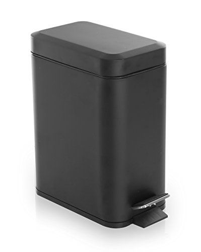 Photo 1 of BINO Stainless Steel 1.3 Gallon / 5 Liter Rectangle Step Trash Can, Matte Black
