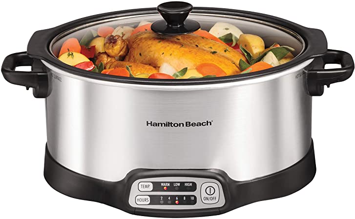 Photo 1 of Hamilton Beach Programmable Slow Cooker, Stovetop Sear & Cook, 6 Quarts, Silver (33662)
